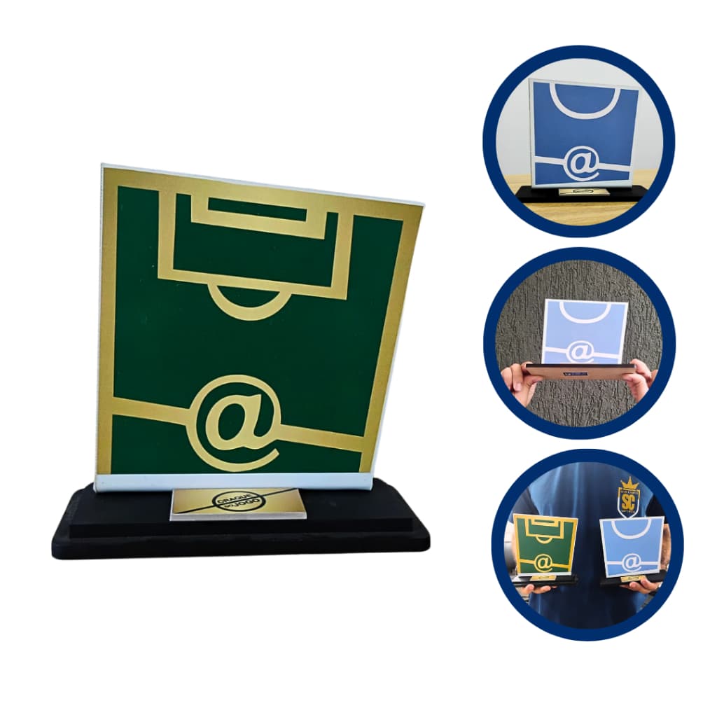 Troféu Craque do Jogo Personalizado em PVC e MDF Melhor Jogador Melhor do Mês