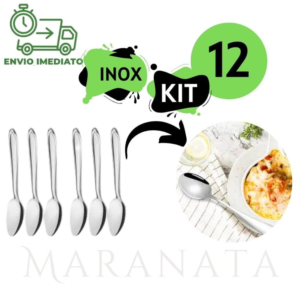 Kit 12 Colher De Jantar Aço Inoxidável Prata Polimento Tecnologia Casa Cozinha Utensílios De Mesa