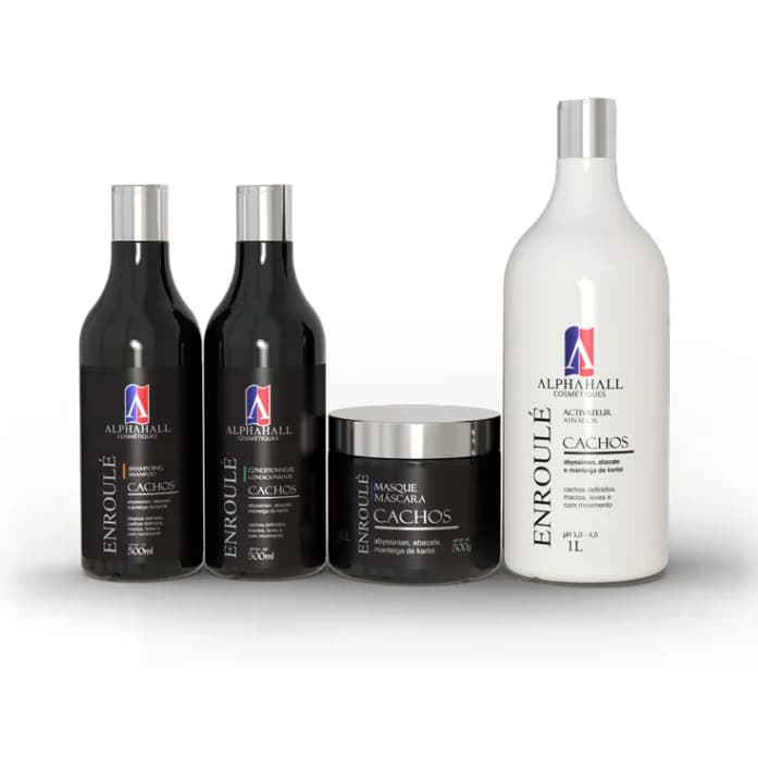 Kit para cachos tradicional 4 produtos Sh,Cond ,Máscara e Ativador Alphahall