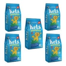 Kit 5 Pacotes De Areia Para Gato Kets 4 Kg Cada - Total 20 Kg De Areia Para Gato granulado pra banheiro de gato