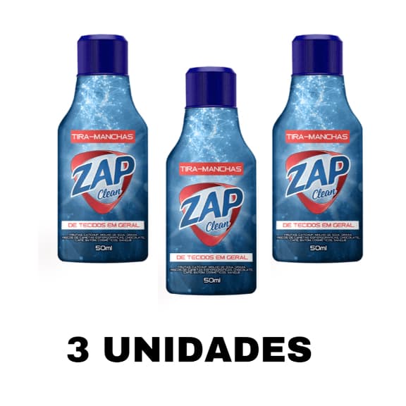 Tira Manchas De Tecidos Em Geral kit com 03 Zap Clean 50ml