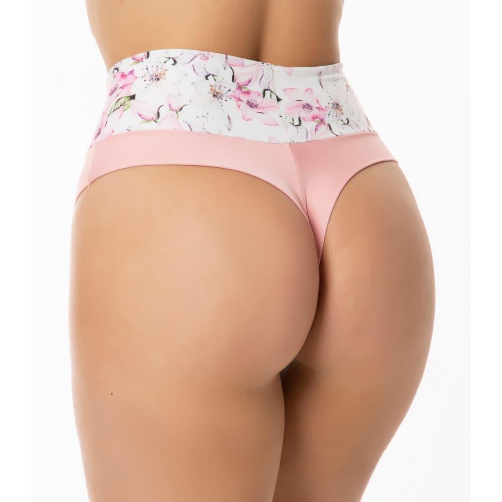 Calcinha Modeladora Com Cós Alto Estampado - Fio Dental Duplo