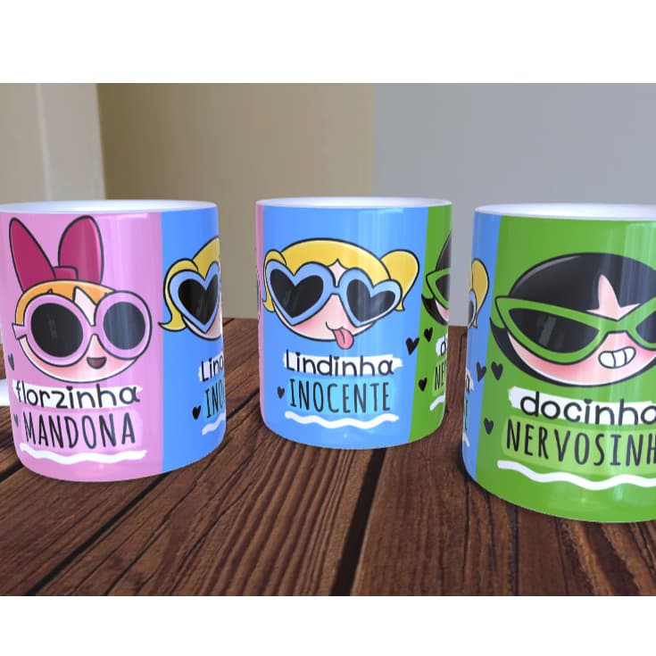CANECA PERSONALIZADA DOCINHO MENINAS SUPER PODEROSAS XICARA CERAMICA PORCELANA Personagem