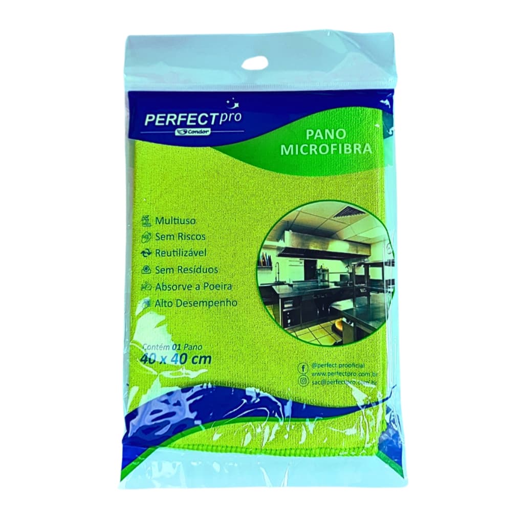 Pano Microfibra Multiuso Limpeza Cozinha Verde 40x40cm Perfect