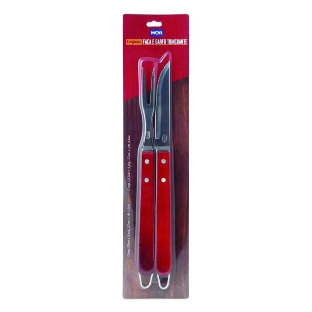 Kit Faca E Garfo Trinchante Churrasco - Mor