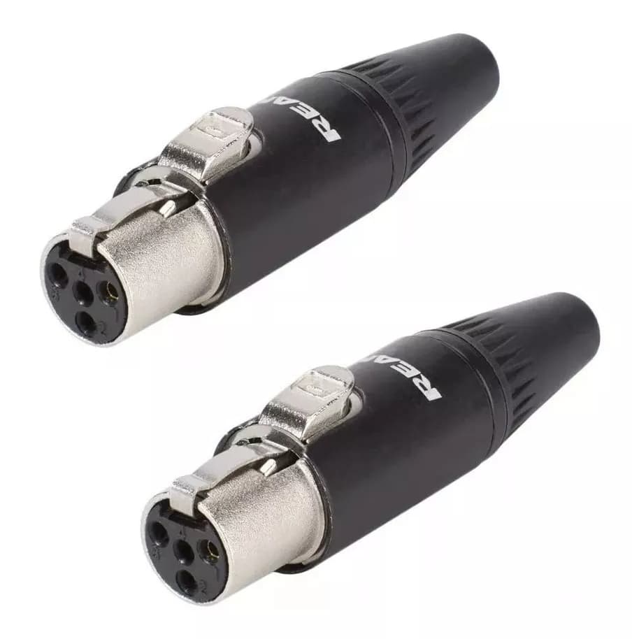 Kit 2 Conector Mini Xlr Fêmea Rean Neutrik Rt4fc-b Shure