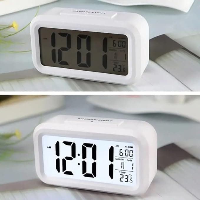 Relógio Digital 13x8Cm Mesa Despertador Com Led Branco Ou Preto Portátil Retrô Elegante Prático E Útil Utilmix