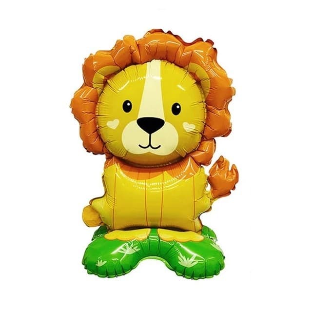 10 Balão Leão C/Base Suporte Metalizado 44cm Festa Decoração C90529