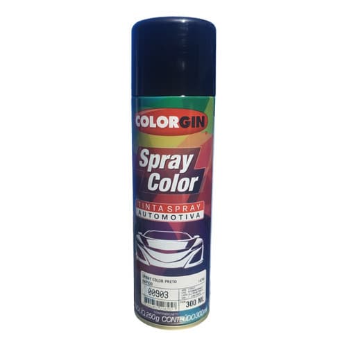 Spray Automotivo Colorgin Preto Brilhante 300ml Uso Profissional