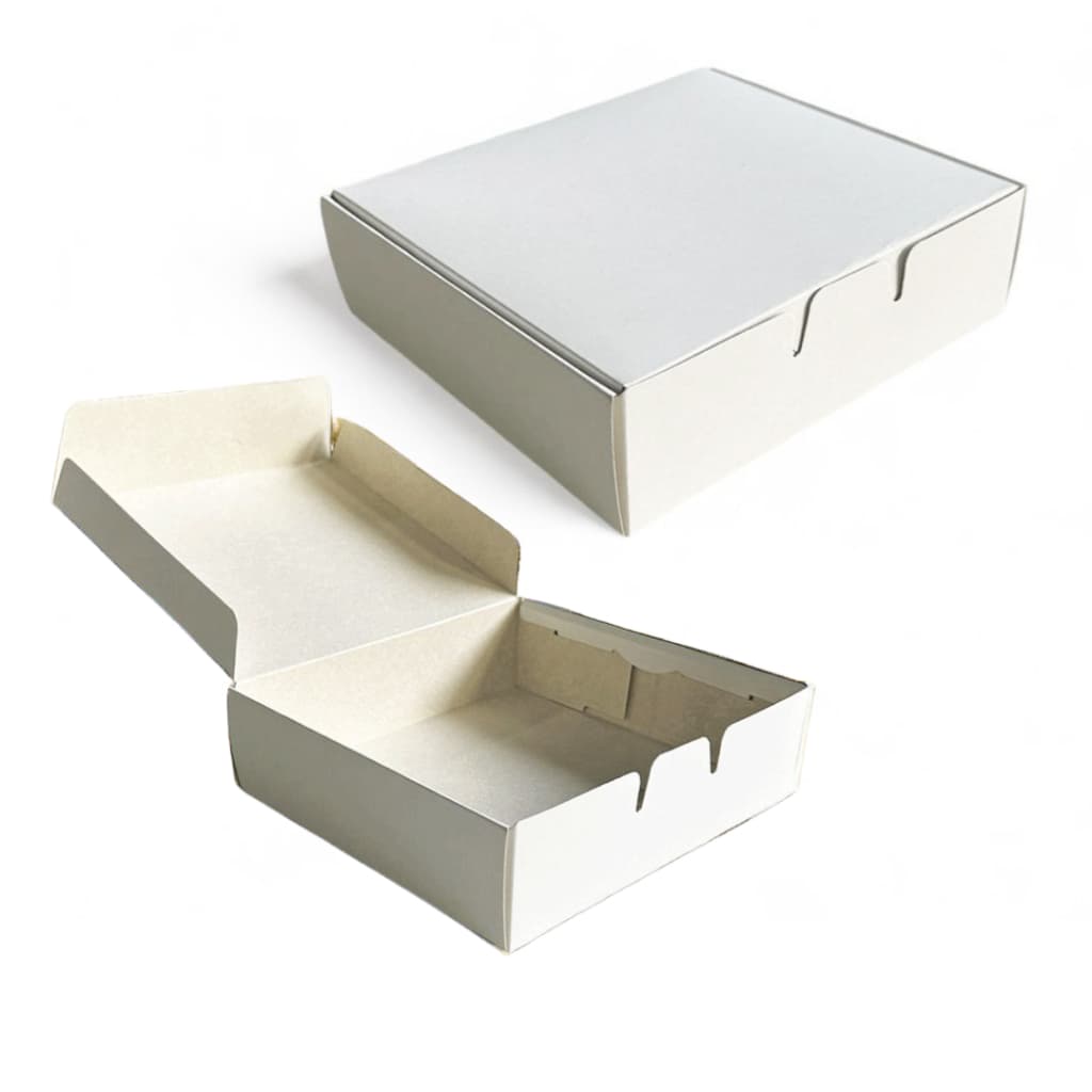 50 Caixa Branca de Papel Duplex Para Delivery Fastfood Doces Restaurante REF03 18x16x5