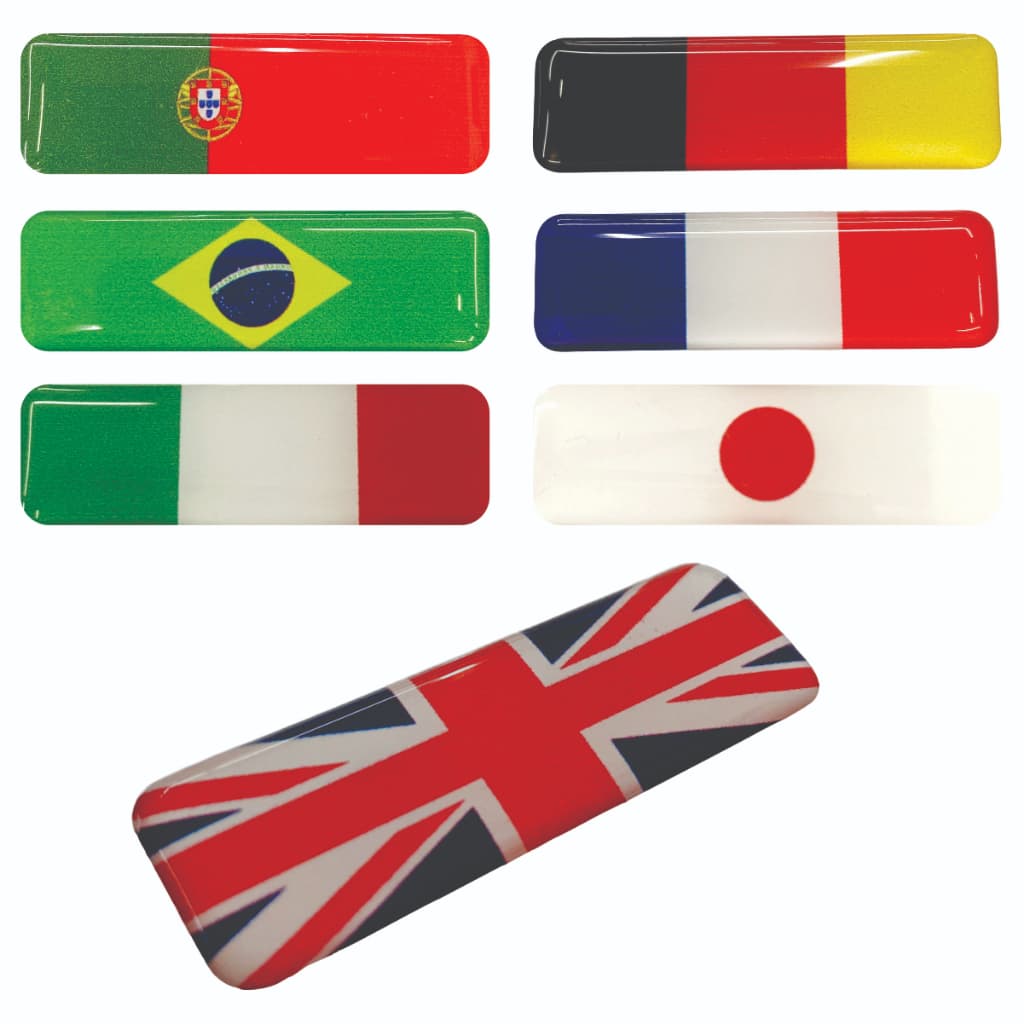 Adesivo Resinado Bandeira de Países 5x1,5 cm Para Bicicleta Carros Motos e Capacetes