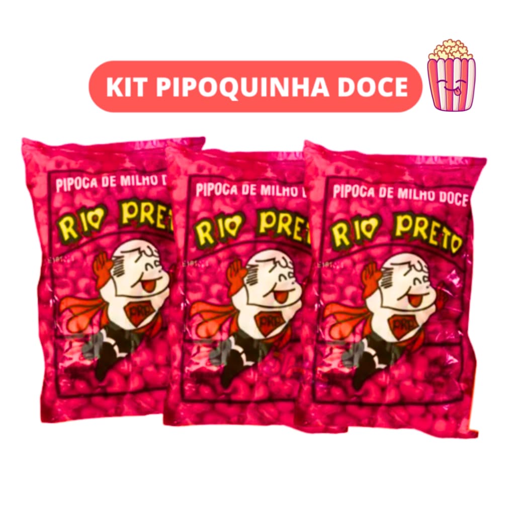 Pipoca Doce Rio Preto Kit com 20 Unidades de 20g Festas Aniversario