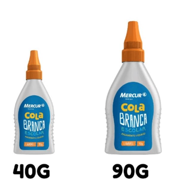 Cola Líquida Branca 90g e 40g - Mercur | Cola Escolar