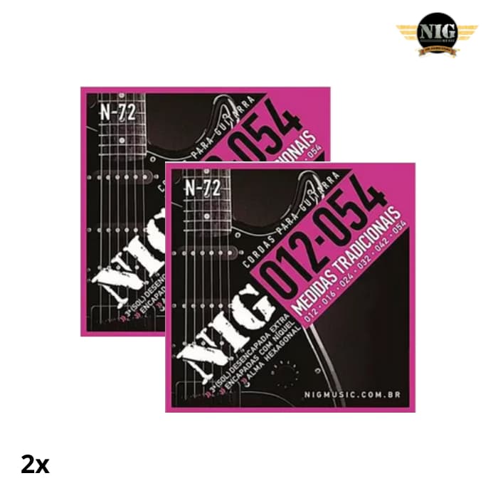 Kit 2 Encordoamentos Guitarra   Nig N72  Guitarra
