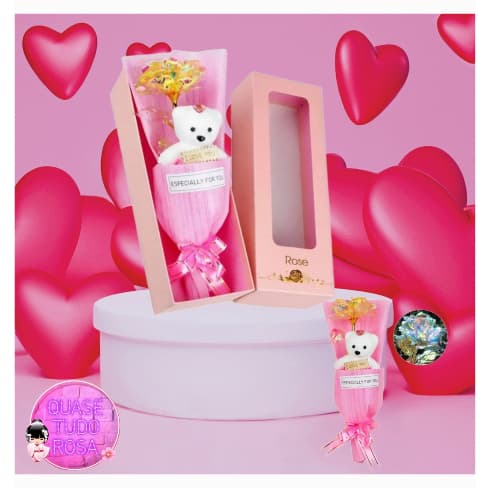 Ursinho com Rosa e Caixa de Presente