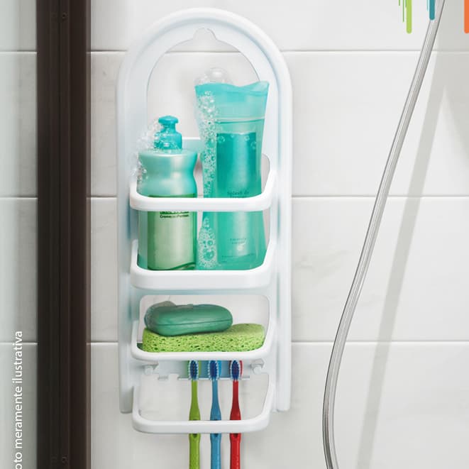 Porta Shampoo/Prateleira Madri Para Banheiro De Plástico