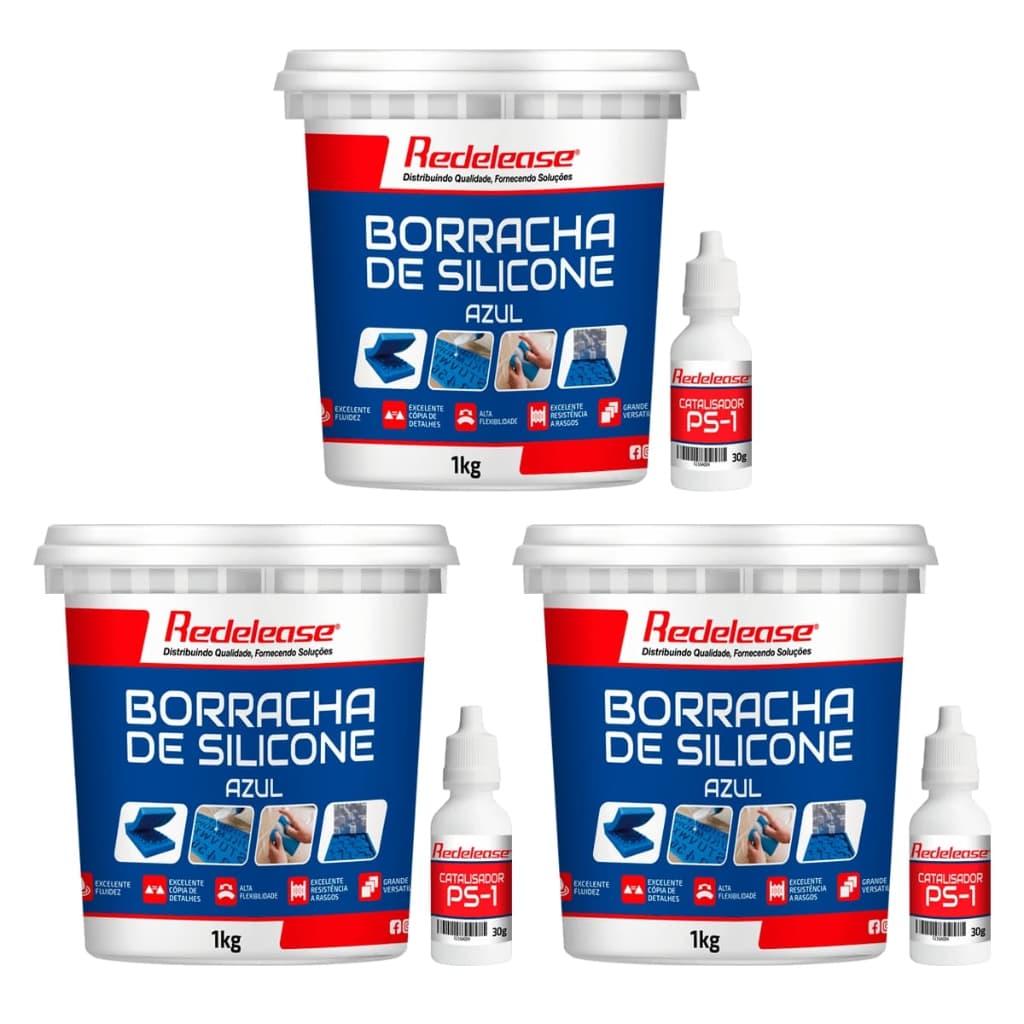 Borracha De Silicone Azul Redelease Alta Flexibilidade para Moldes Com Catalisador (3,090 Kg)