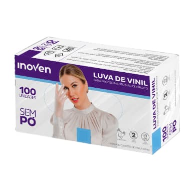 Luva de Vinil Descartaveis C/ Pó Inoven 100 unidades