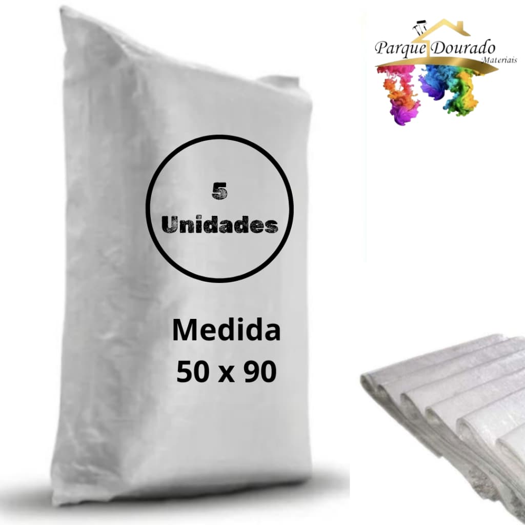 Kit 5 Sacos Para Entulho - Saco Ráfia Novos - Multiuso 50X90
