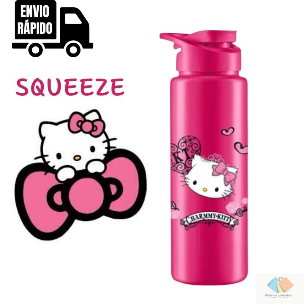 Squeeze Hello Kitty Garrafinha de Agua Com Tampa 750 ML Plastico