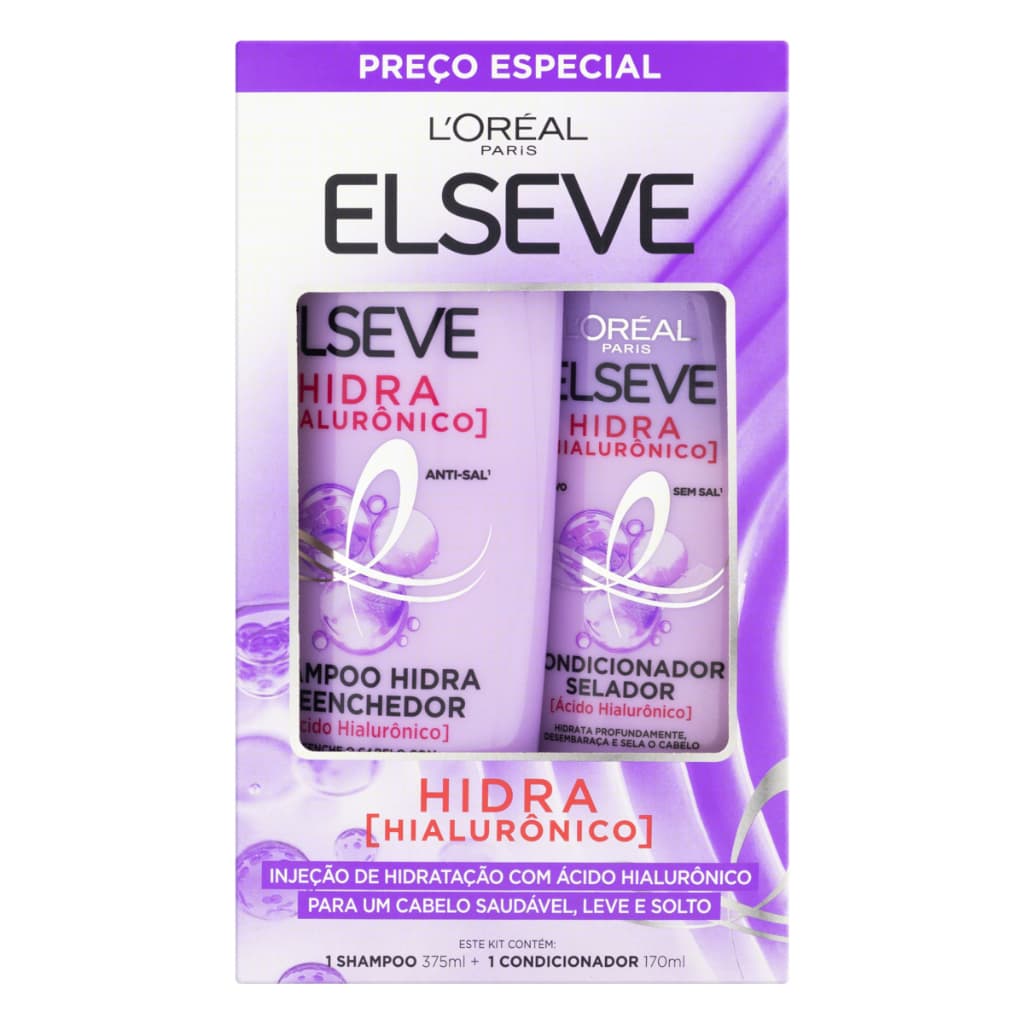 Kit Elseve Hidra Hialurônico Shampoo com 375ml + Condicionador com 170ml