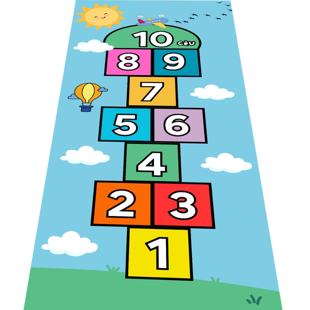 Brinquedo Tapete Jogo Amarelinha de Lona Jogo pedagógico Tam 140cm X 60, Tapete grande para Brincar, Infantil quarto Educativo para crianças Rick Brinck