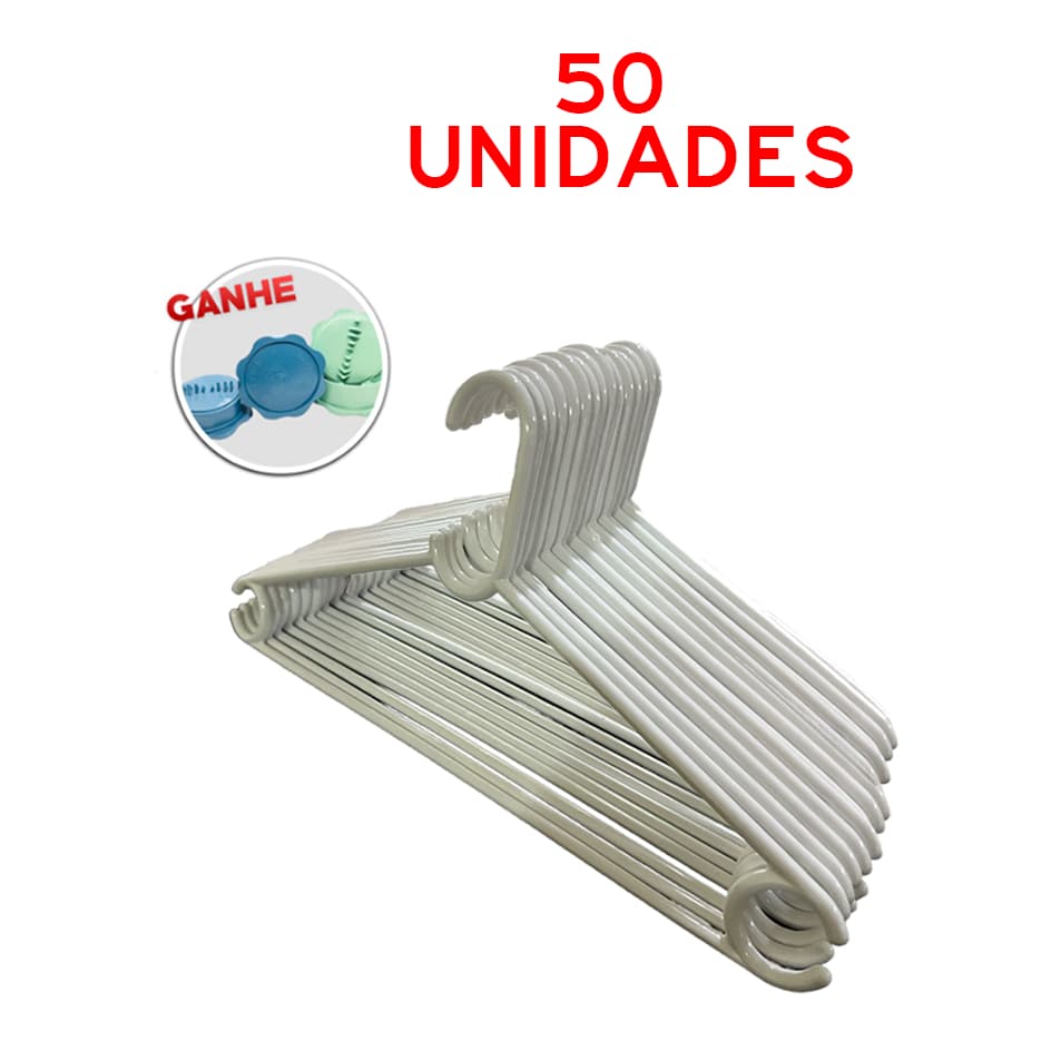 50 Cabides Branco Adulto Reforçado Envio Imediato!