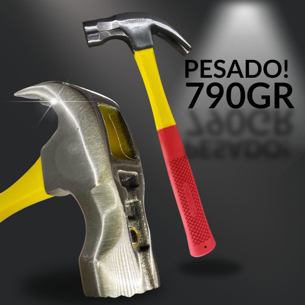 Martelo Unha IMÃ - 33cm e 770g - Profissional Com Cabo Emborrachado e Imã Na Unha 20 Oz - Profield