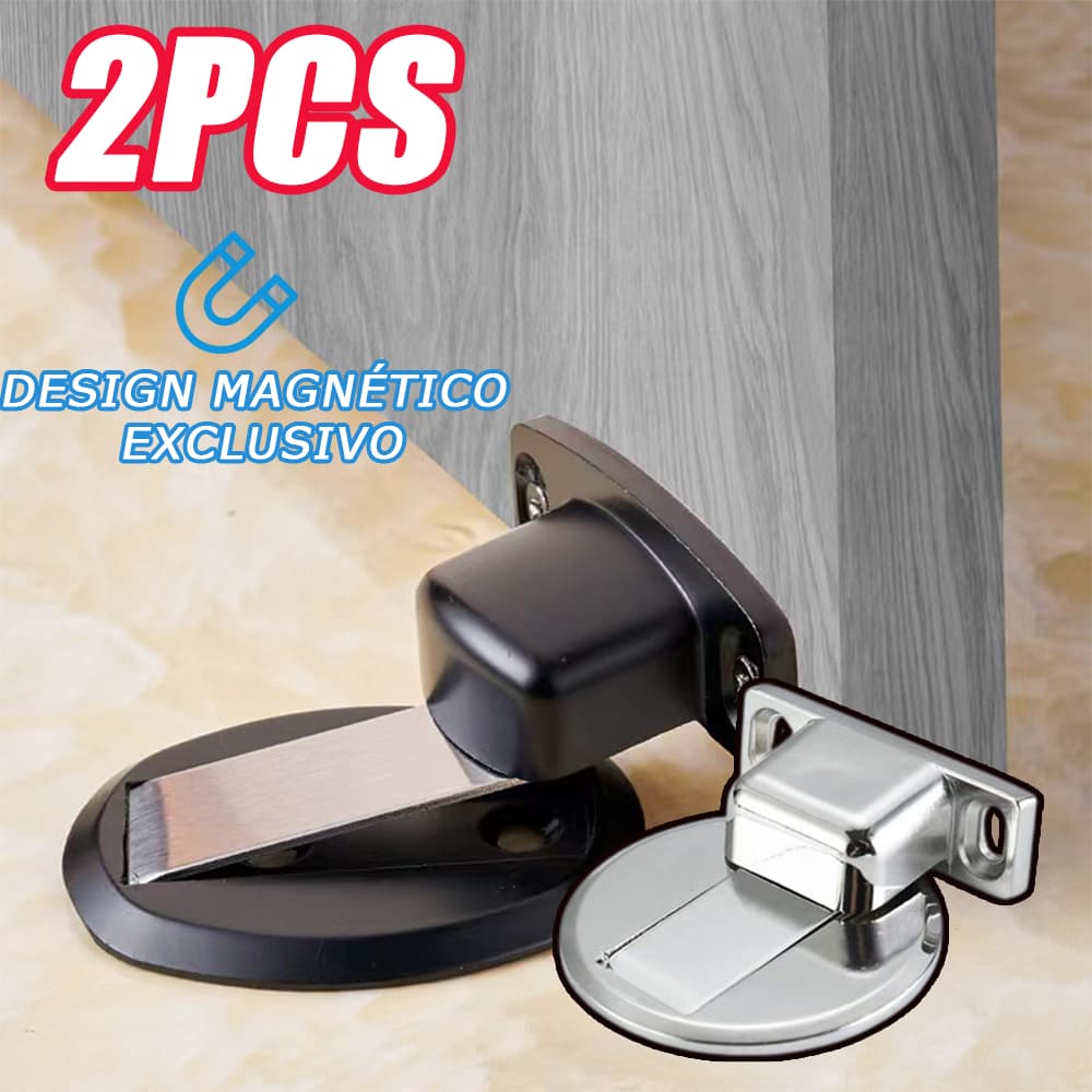 Kit 2/4/6/8 Trava Prendedor Batetor Fixador de Porta Magnético Adesivo Amortece Impacto Inox Cromado