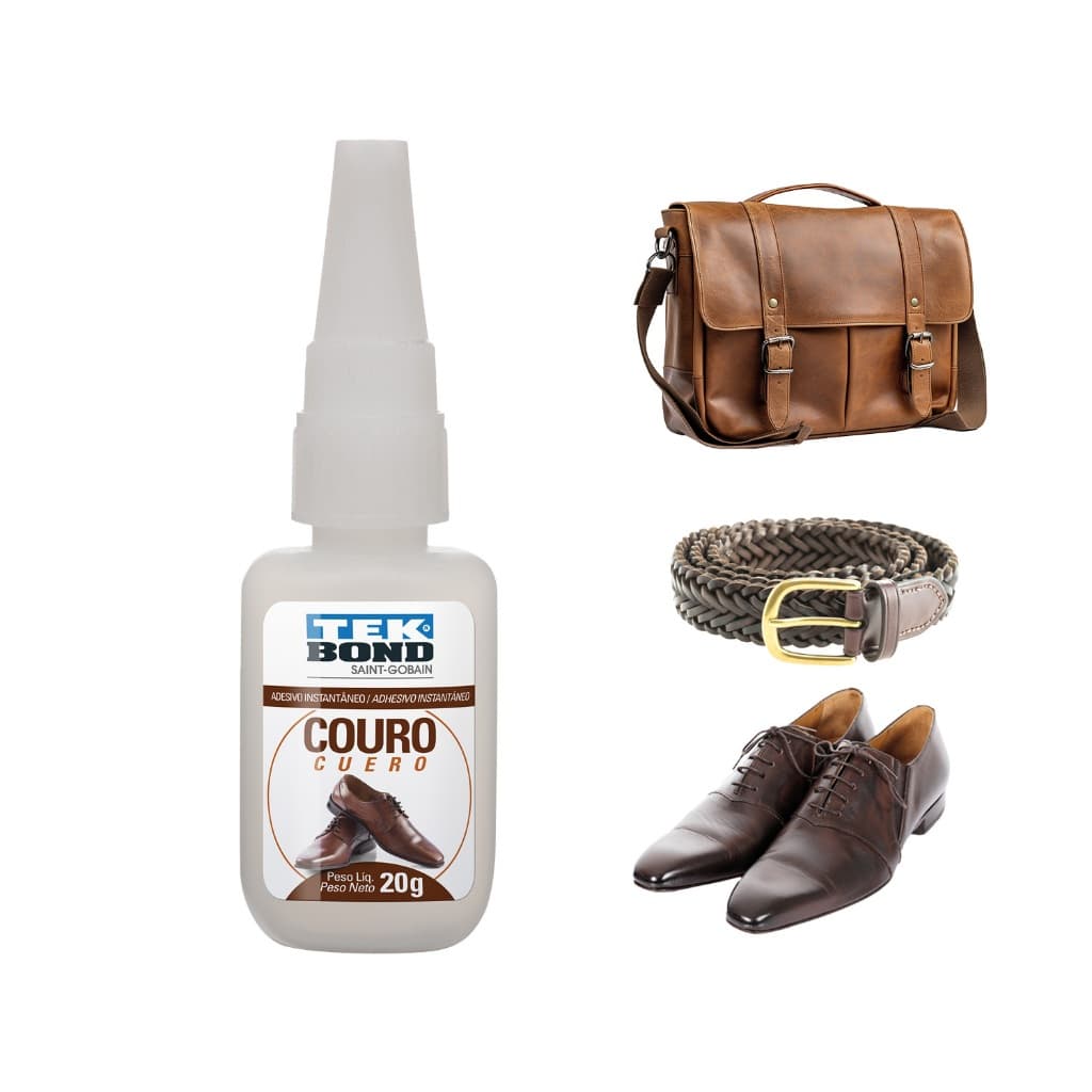 Cola Instantânea para Couro Cintos Sapatos Bolsas Bico Antientupimento Tekbond 20g ou 100g