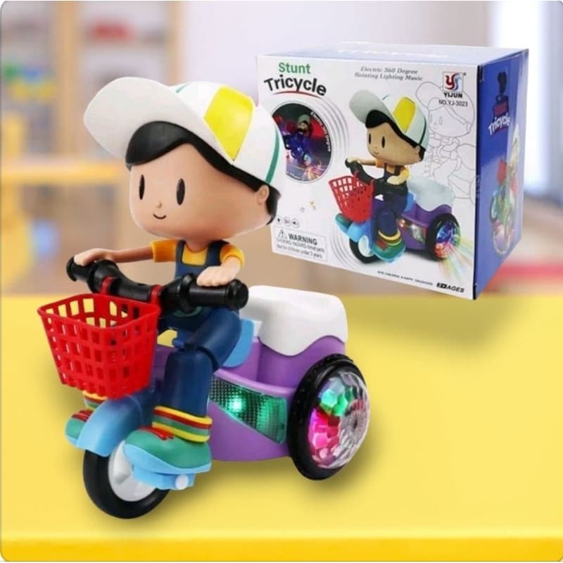 Moto Triciclo 360° Com Som E  Luzes (PILHAS INCLUSAS)