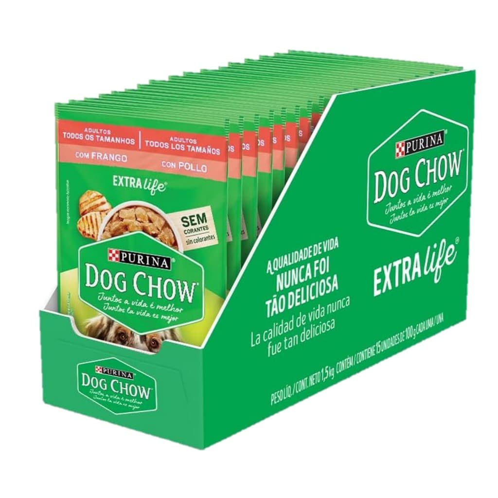 Dog Chow Cães Adultos Todos os Tamanhos FRANGO 100g ( 15 Saches )