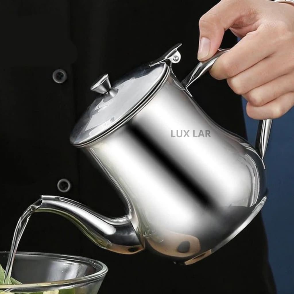 Bule de Café Inox Cafeteira de Alumínio Polido Chá Leite c/ Alça e Tampa 420 ML ou 280 ML