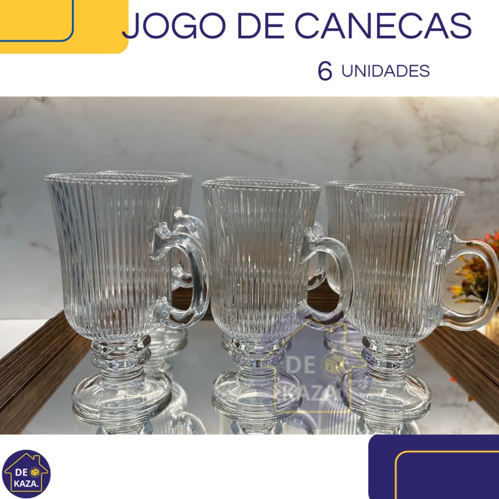 JOGO DE CANECA IRISH COFFE GRAFFIATO 220ML COM 6 UNIDADES DE VIDRO TRANSPARENTE COM TEXTURA