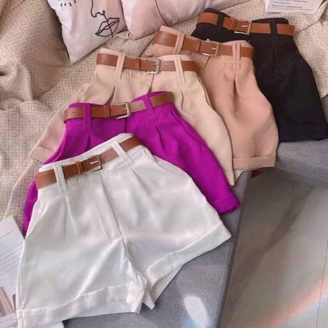 Short Feminino Alfaiataria Social com Cinto Promoção