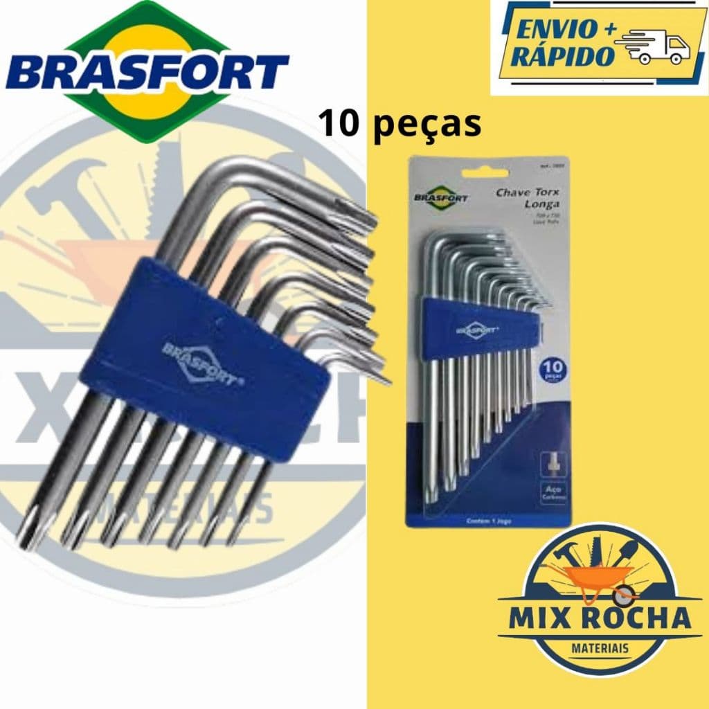 JOGO DE CHAVE TORX LONGA 7835 BRASFORT 9 À 50 MM