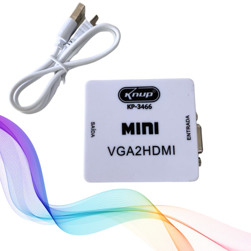 Cabo Conversor Adaptador VGA Para HDMI Full HD 1080P Entrada Vga E Saida Hdmi