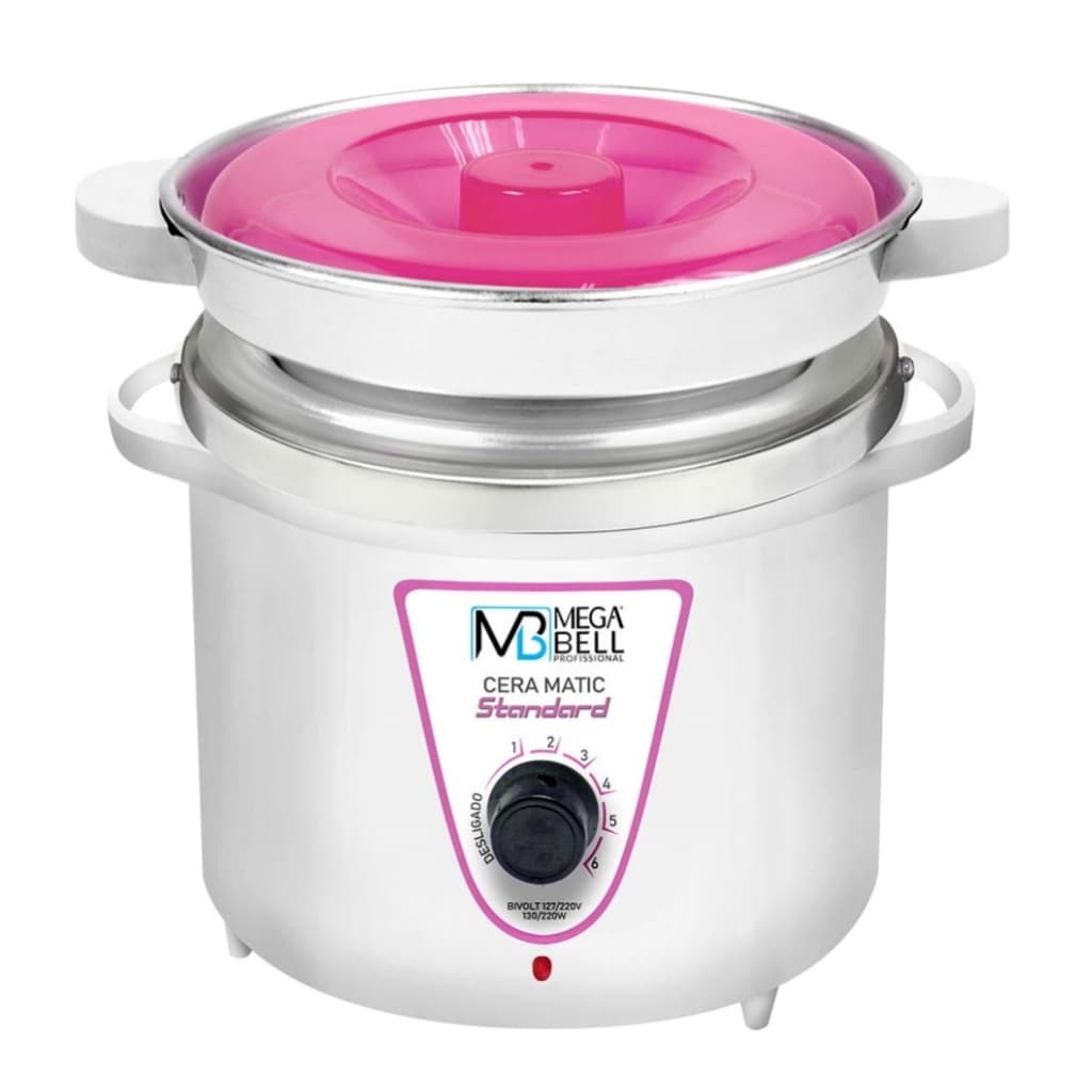 Panela Termocera para depilação Standard 900g Bivolt Com Refil Branco c/ Rosa ( Promoção)