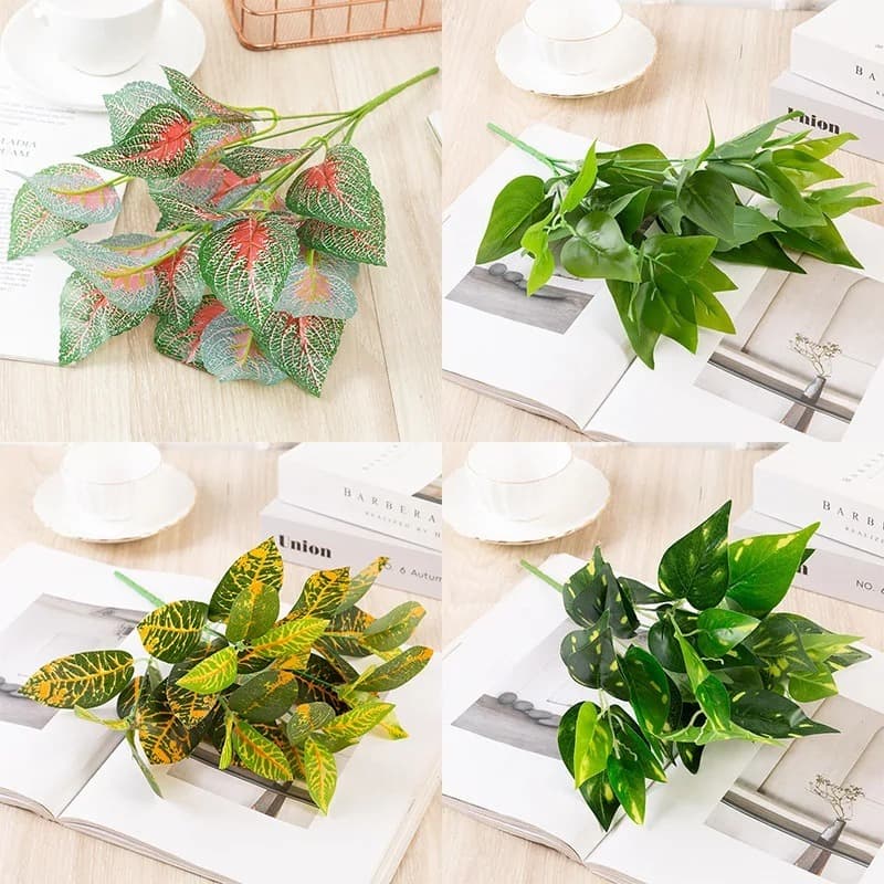 Plantas Folha Artificial Floral Folhagem Decoração Casamento Arranjos Mato Planta Verde - SD801988