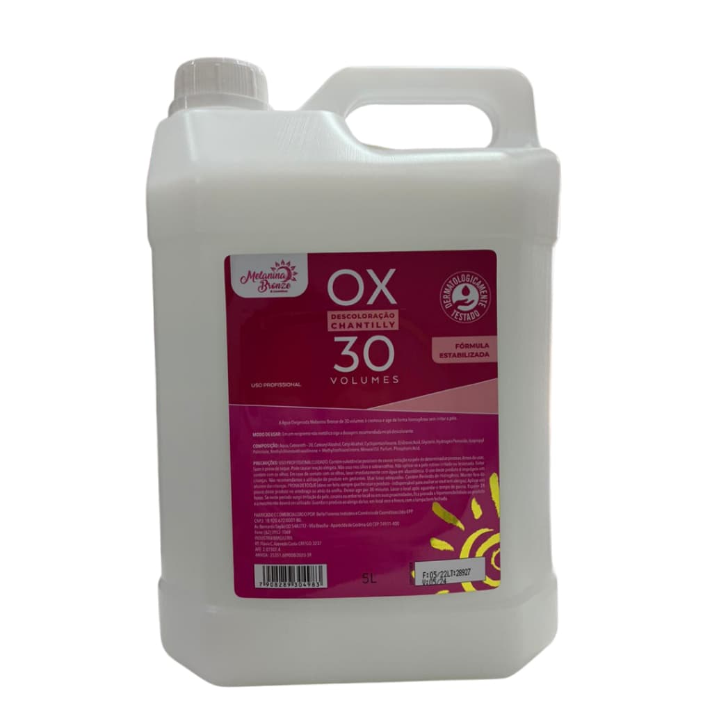 Agua Oxigenada Vol. 30 Descoloração de Chantilly Melanina Bronze 5Lt