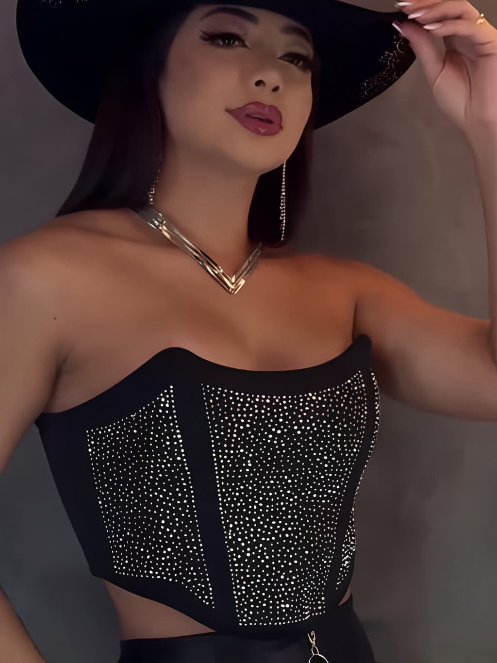 Top Cropped Corselet Tomara Que Caia Pedraria Strass W2