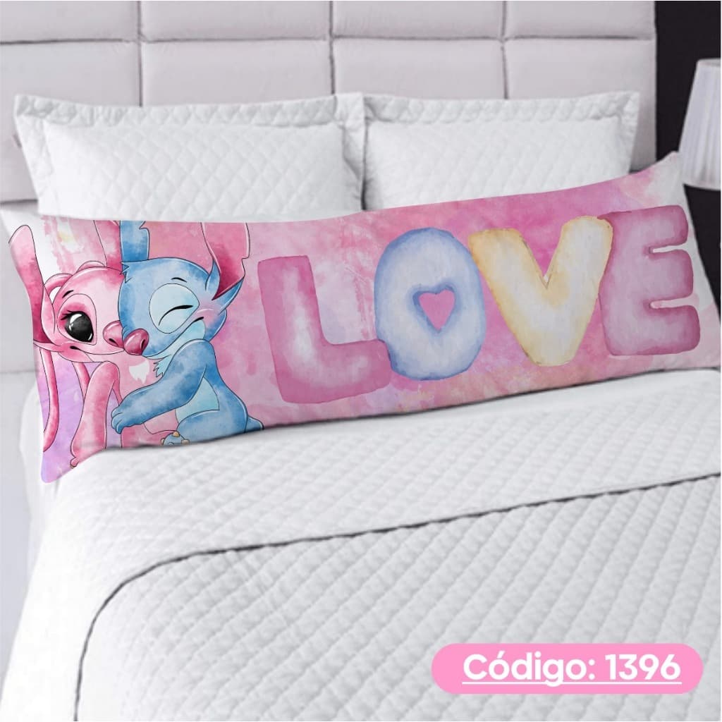 Travesseiro De Corpo Com Fronha Xuxão Fibra de Silicone Personalizado 1.25x0.45cm Stitch