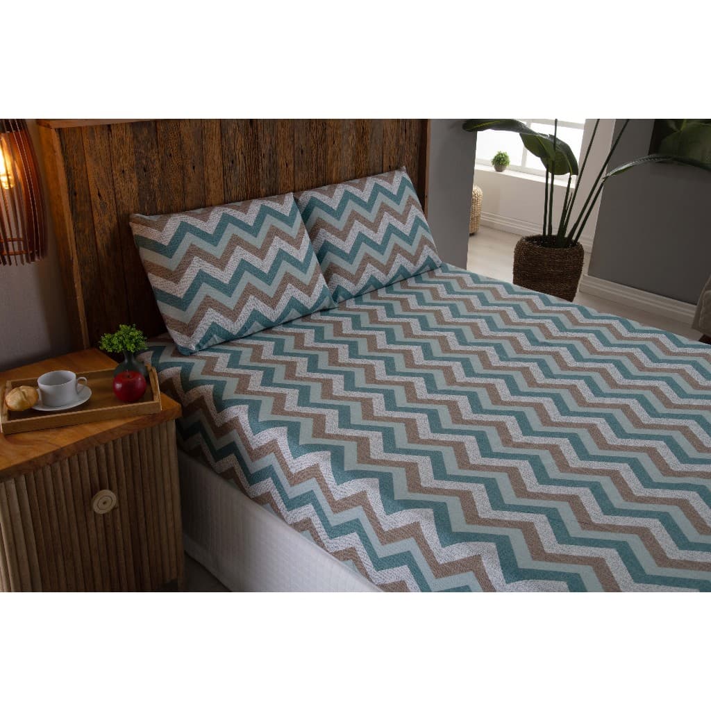 Lençol Queen 3 Peças Estampado Micropercal 400 Fios Acetinado