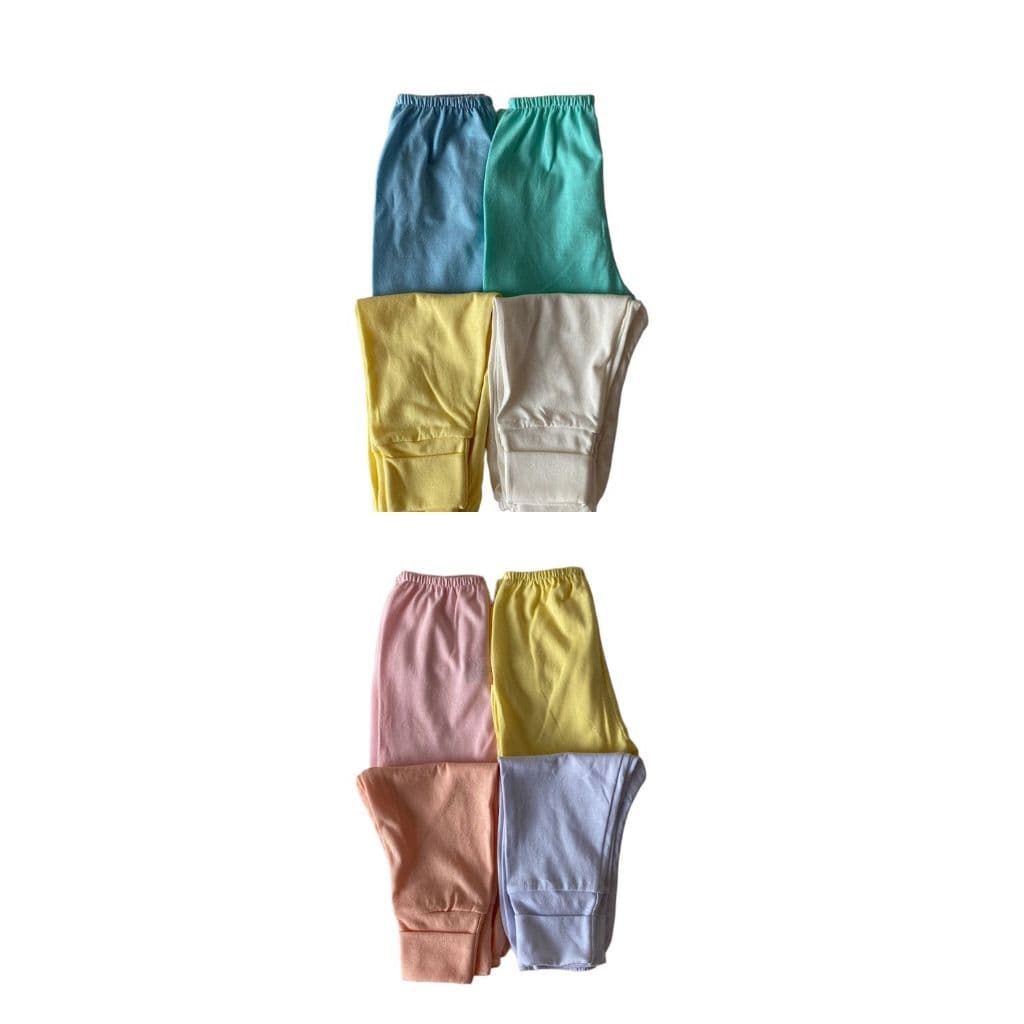 Mijão calça kit c/4 peças, pé reversível 100% algodão bebe menino e menina diversas cores com pé auto reverso