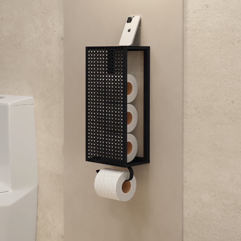 Porta Papel Higiênico Suporte Para Papel Em Aço Luxo Preto Estilo Industrial Moderno para Banheiro