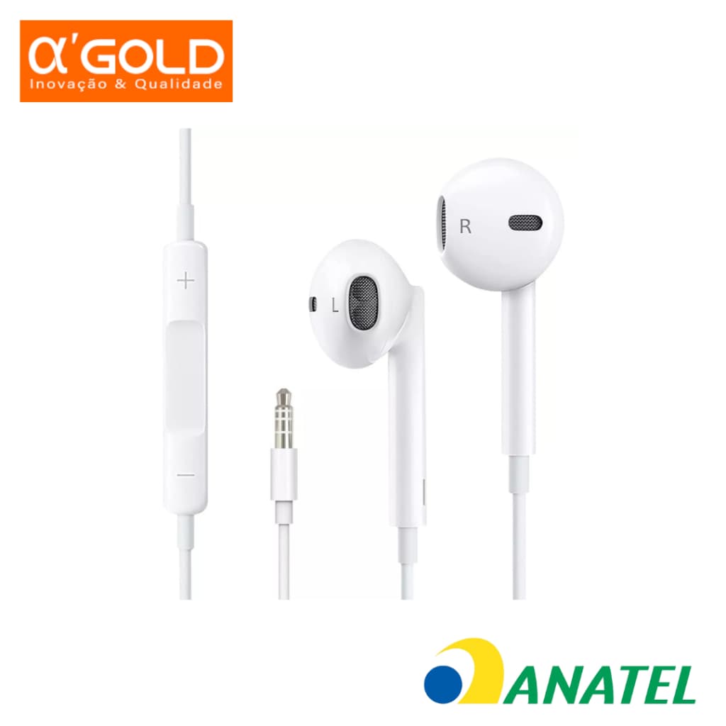 Fone de ouvido Branco P2 3.5mm Para Celular Alta Qualidade De Som Premium
