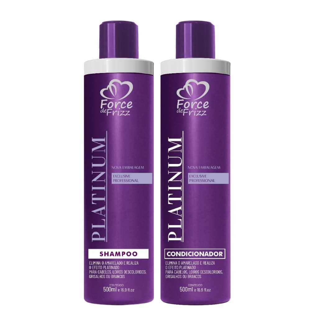 Kit Shampoo e Condicionador Matizante Platinum 500ml Force Cosméticos