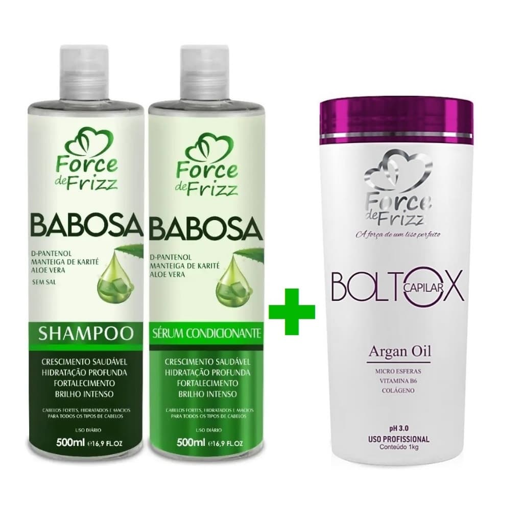 Kit Babosa e Boltox Capilar de Argan Oil 1Kg Force Cosméticos para Hidratação Capilar