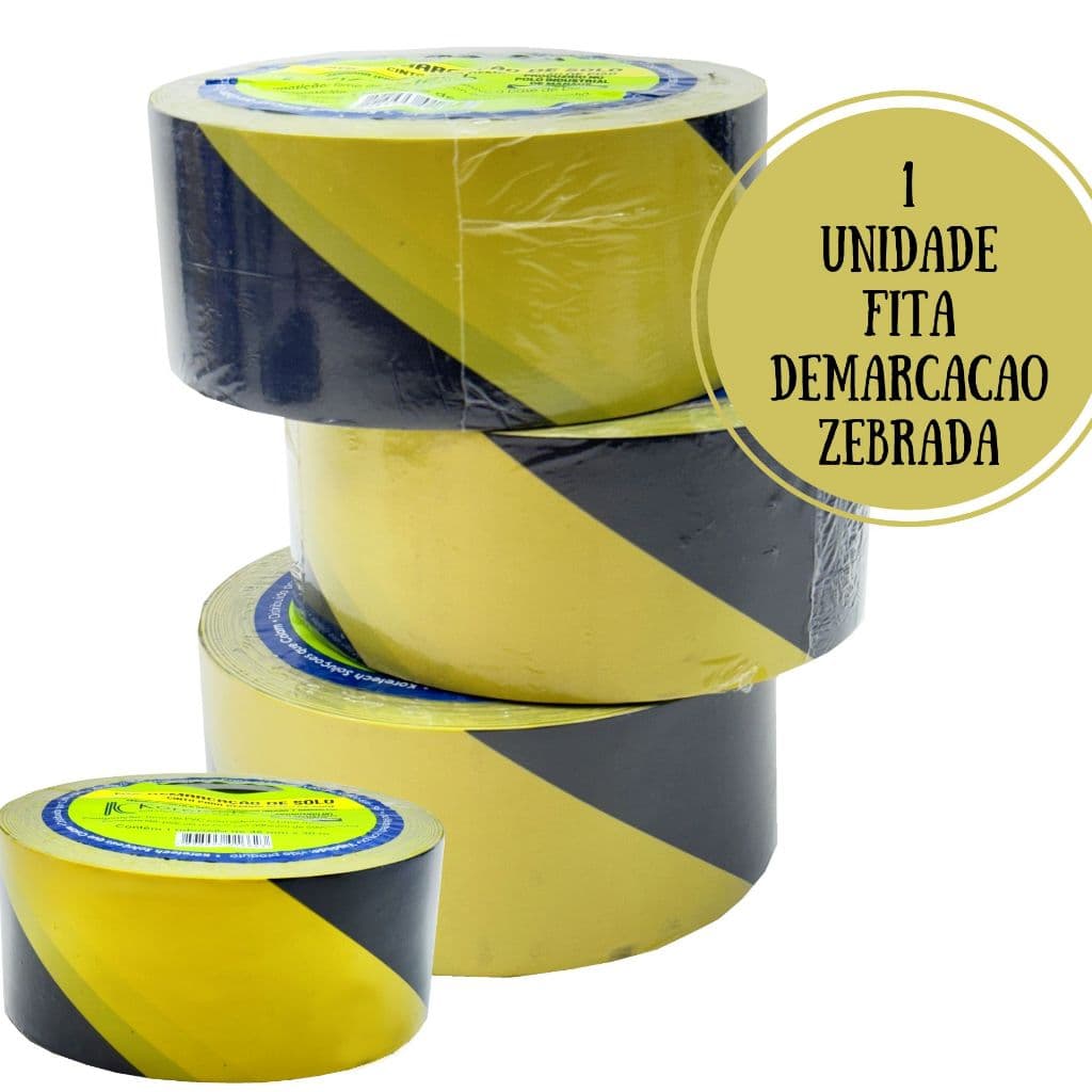 1 UNIDADE FITA DEMARCACAO DE SOLO KORETECH COR ZEBRADA AMARELO/PRETO  48X30METROS