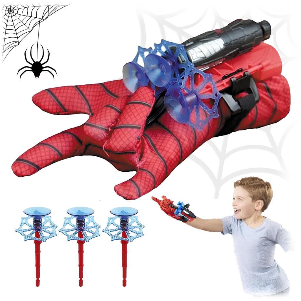 Luva Lança Teia Original Lançador de Dardos com Cordinha Brinquedo Infantil Menino Super Heróis